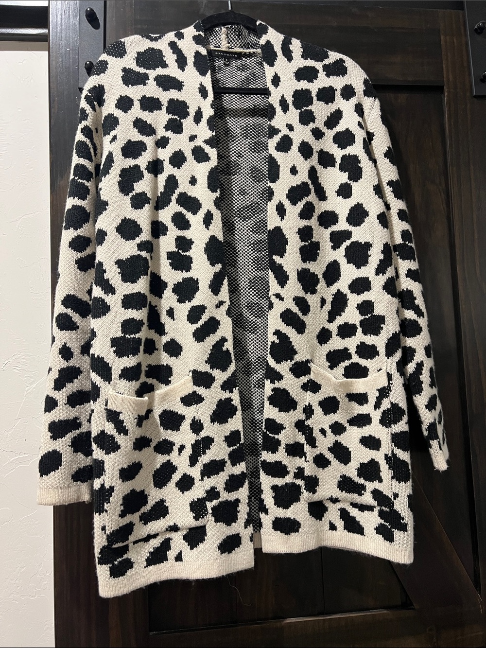 Staccato Black & Cream Animal-Print Open Cardigan